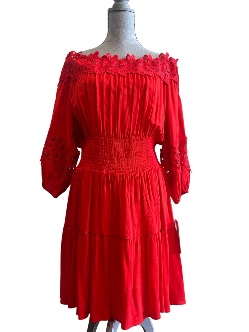 Gianni Bini Vibrant Red Off The Shoulder Mini Dress Size XL